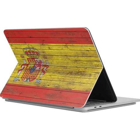 Spain Flag Dark Wood Surface Laptop Studio Skin